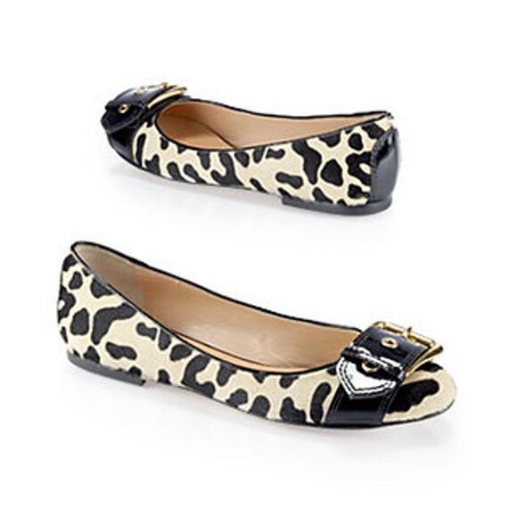 Giuseppe Zanotti Ponyhair Leopard Print Buckle Ballet Flat Loafers - 39.5 / 9.5 - Picture 1 of 10